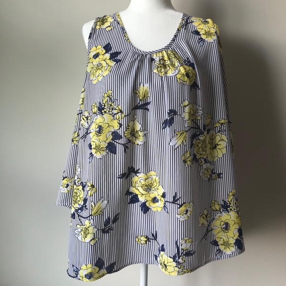 Tops - Ricki’s Cold Shoulder Floral + Stripes Blouse